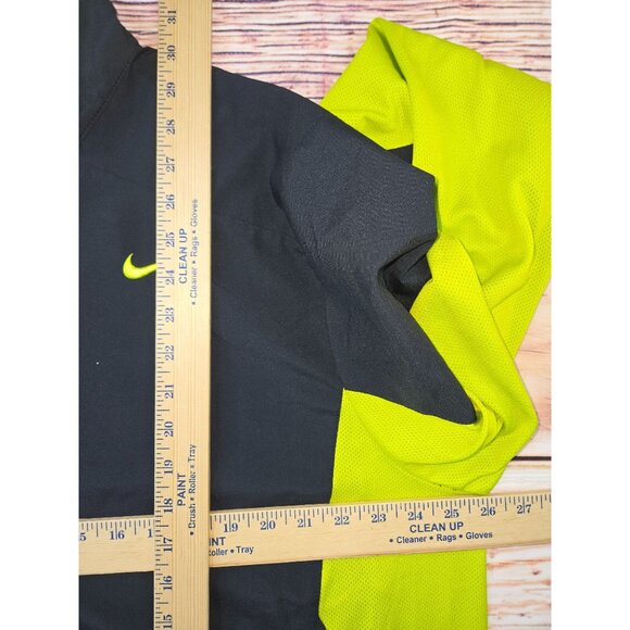 Nike Dri-Fit Half-Zip Jacket XL Pullover Black & Fluorescent Yellow Lightweight - Picture 9 of 9